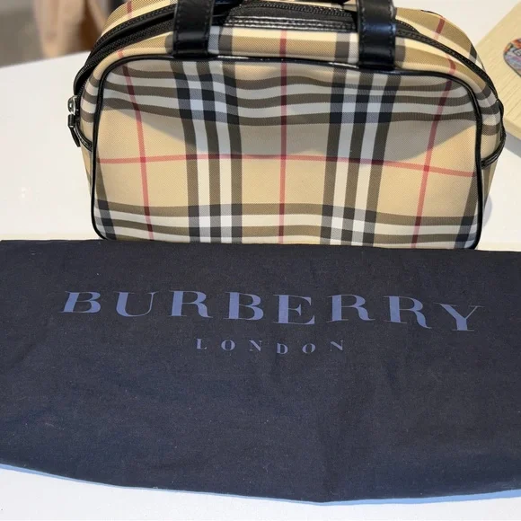 Burberry Check Canvas Bowler Bag – Black Trim - Picture 2 of 10